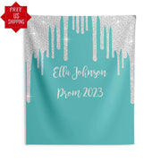 Custom Teal and Silver Glitter Party Backdrop - iJay Backdrops