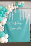 Custom Teal and Silver Glitter Party Backdrop - iJay Backdrops