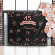 Rosegold Glitter step repeat Birthday Backdrop Custom backdrop Party Sparkle Birthday Background Prom backdrop Business Logo banner - iJay Backdrops