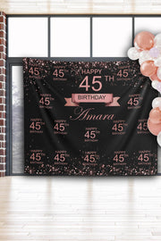 Rosegold Glitter step repeat Birthday Backdrop Custom backdrop Party Sparkle Birthday Background Prom backdrop Business Logo banner - iJay Backdrops