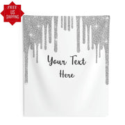 Silver White Birthday Party Backdrop Personalized Silver Dripping Glitter Photo booth Silver Sparkles Custom Backdrop Girl Birthday Dinner - iJay Backdrops