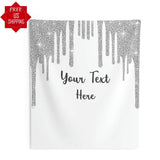 Silver White Birthday Party Backdrop Personalized Silver Dripping Glitter Photo booth Silver Sparkles Custom Backdrop Girl Birthday Dinner - iJay Backdrops