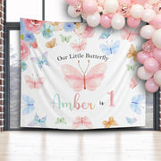 Pastel Colorful Butterfly Birthday Backdrop - iJay Backdrops