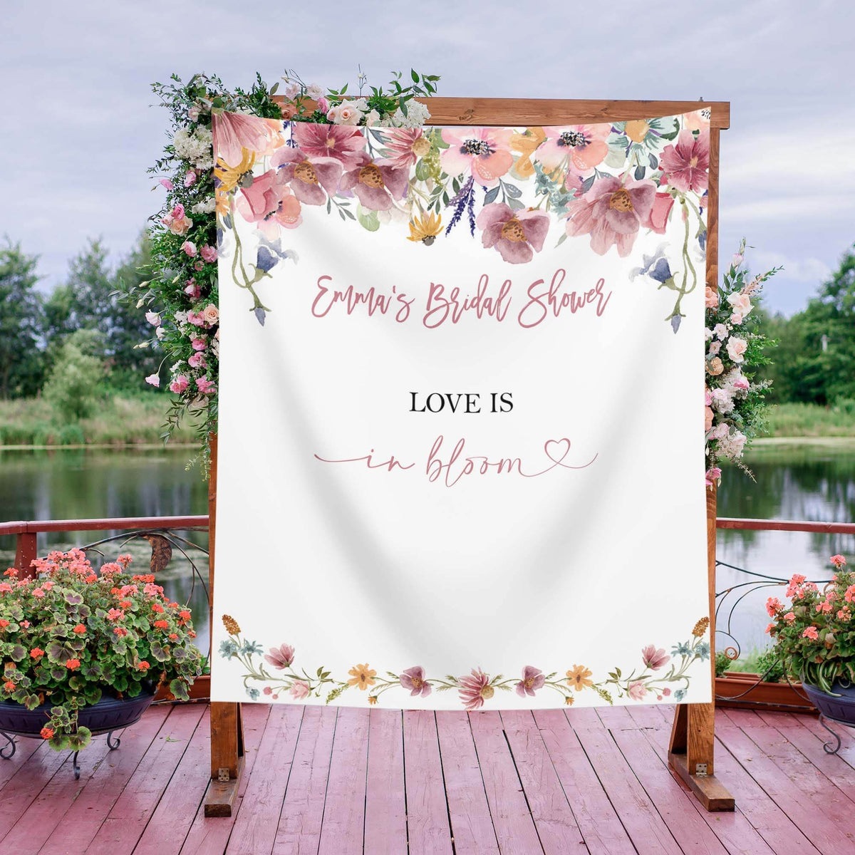 Love in Bloom Bridal Shower Backdrop - iJay Backdrops