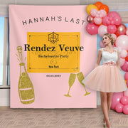 Veuve Champagne Pink Orange Bachelorette Party Backdrop - iJay Backdrops