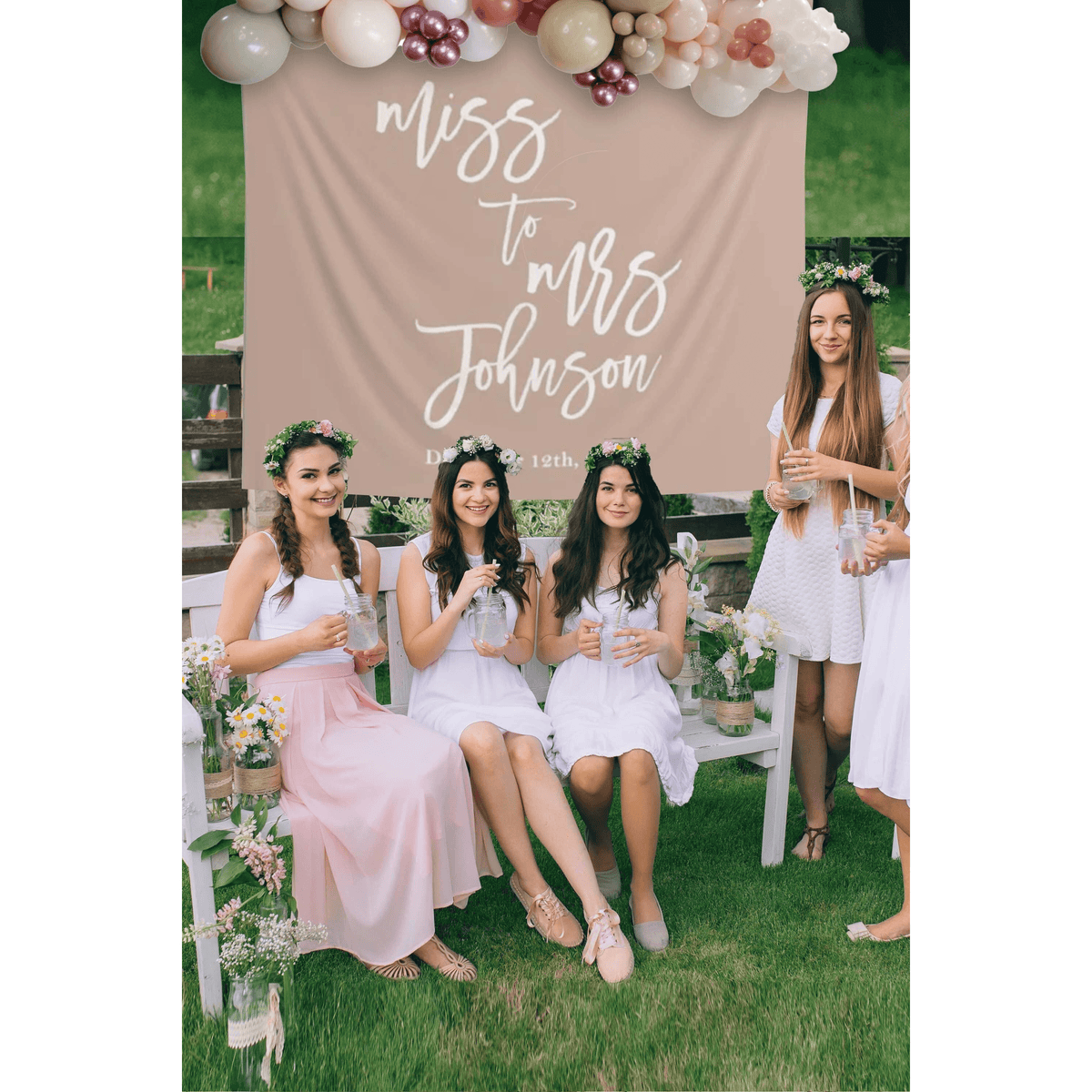 Tan Miss to Mrs Backdrop - iJay Backdrops