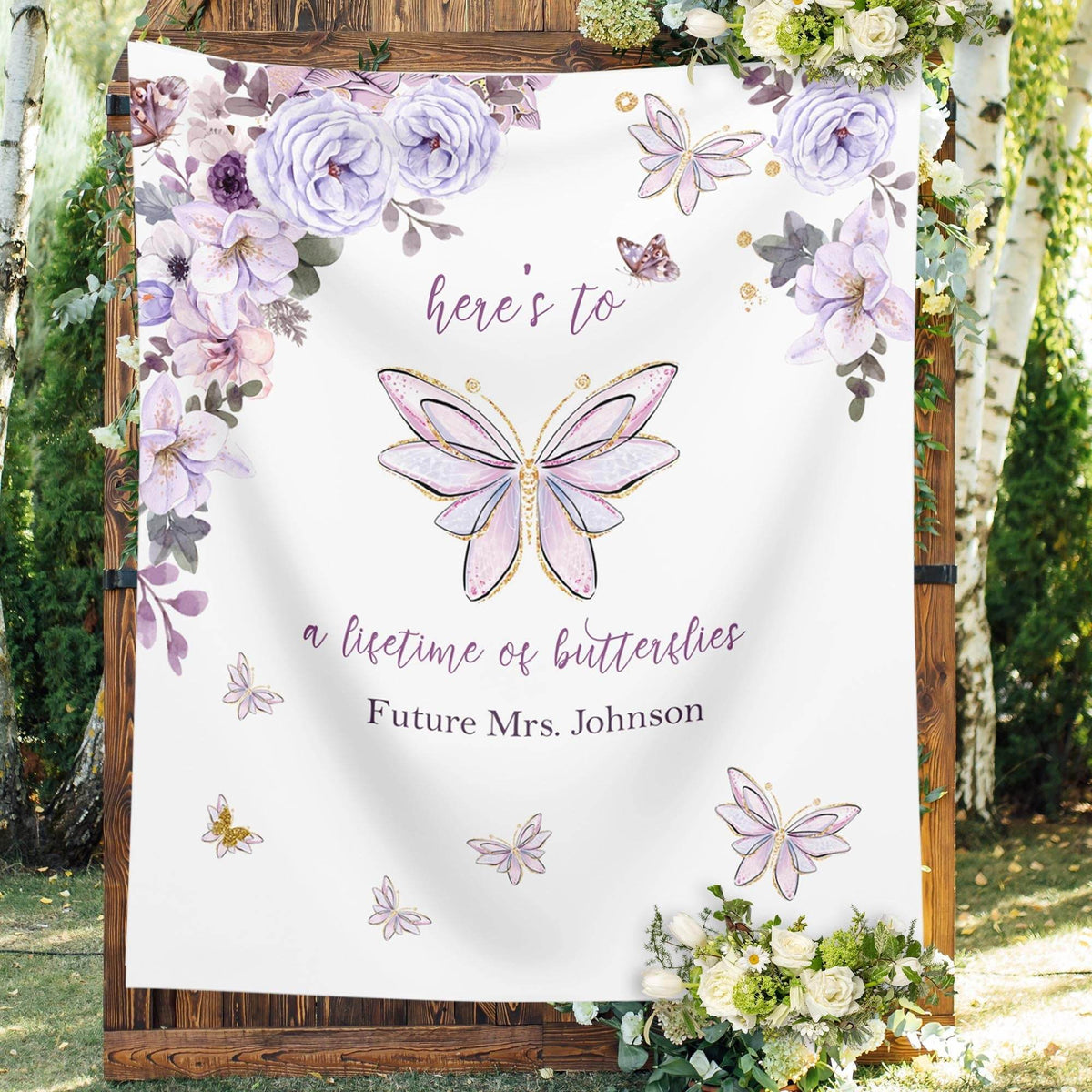 Purple Butterfly Future Mrs. Backdrop - iJay Backdrops