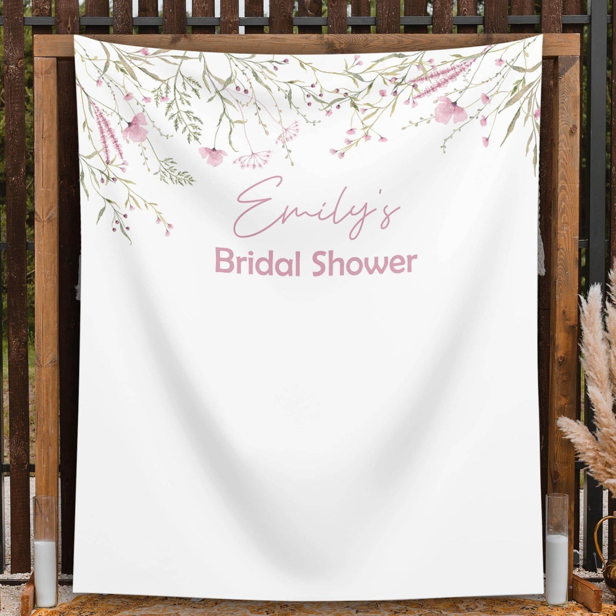 Pink Wildflower Bridal Shower Backdrop - iJay Backdrops