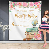 Pink Floral Travel, Miss to Mrs. Bachelorette Party Backdrop - iJay Backdrops