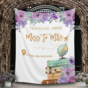 Traveling from Miss to Mrs. Purple Floral Bridal Shower Backdrop - iJay Backdrops