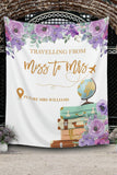 Traveling from Miss to Mrs. Purple Floral Bridal Shower Backdrop - iJay Backdrops