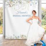 Blue Wildflower Light Pink Bridal Shower Backdrop - iJay Backdrops
