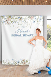 Blue Wildflower Light Pink Bridal Shower Backdrop - iJay Backdrops