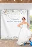 Blue Wildflower Light Pink Bridal Shower Backdrop - iJay Backdrops