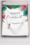 Tropical Bridal Shower Backdrop Bachelorette Weekend Decor Champagne Bottle Glasses Photo Booth Destination Banner Palm Bridal Tapestry - iJay Backdrops