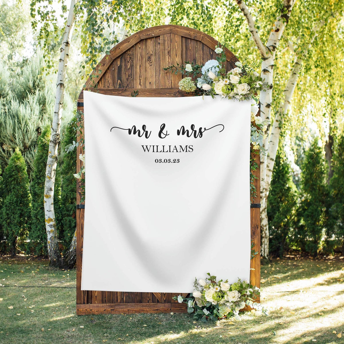 Personalized Mr. and Mrs. Wedding Backdrop - iJay Backdrops