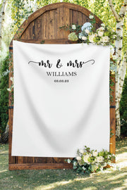 Personalized Mr. and Mrs. Wedding Backdrop - iJay Backdrops