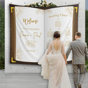 Seating Chart Book Backdrop Large Wedding Personalized Seating Chart Banner Entrance Sign Custom Welcome Seating Sign Wedding Guests Plan - iJay Backdrops