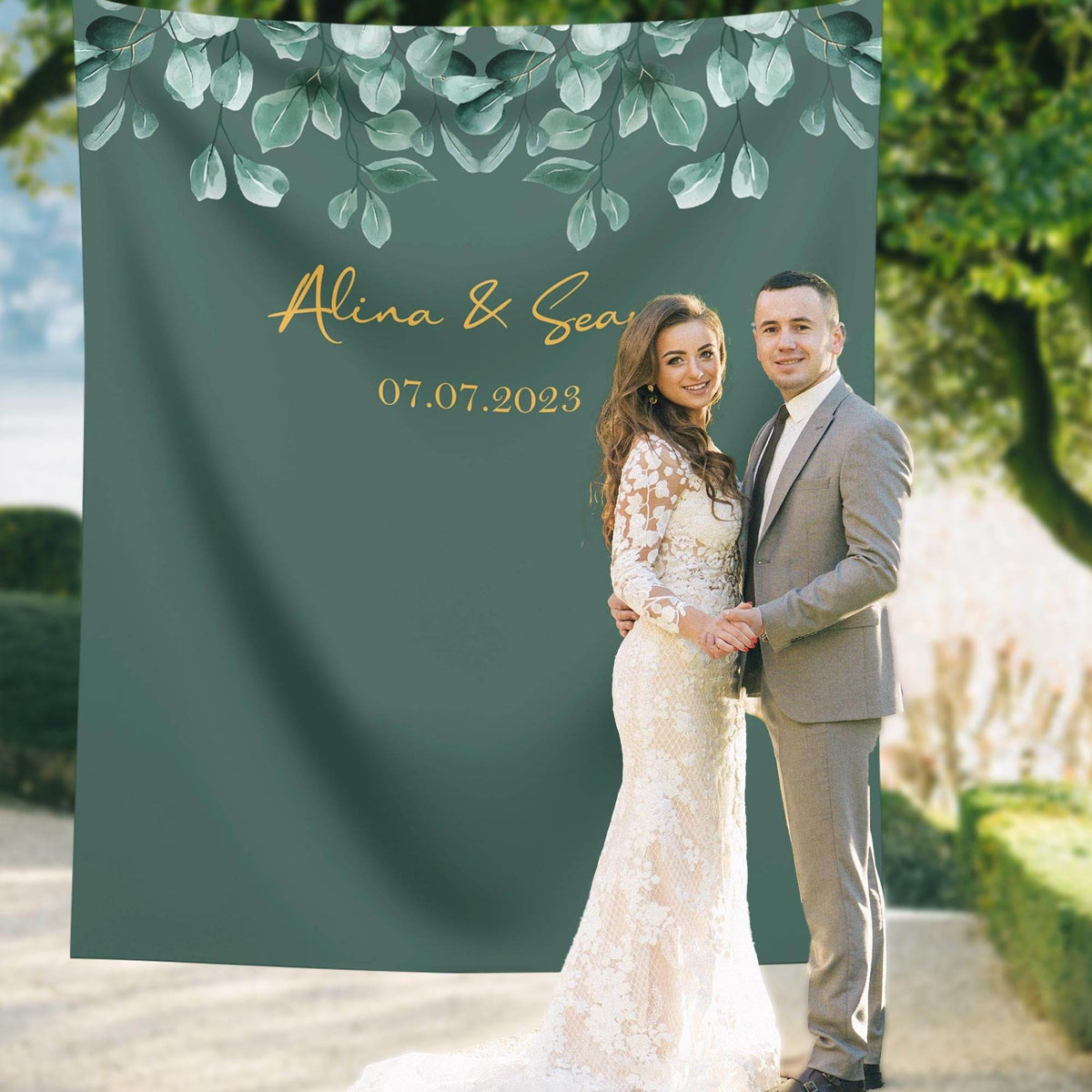 Emerald Greenery Leaves Wedding Backdrop - iJay Backdrops