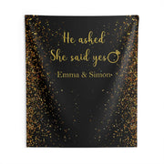 Proposal Decoration Gold Glitter Engagement Backdrop She Said Yes Banner Couples Shower Photo Booth Custom Bridal Shower Wedding Backdrop - iJay Backdrops
