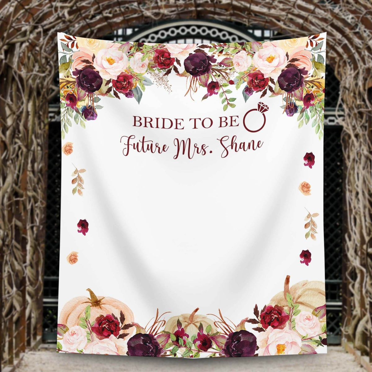 Burgundy Bride to Be Bridal Shower Backdrop - iJay Backdrops