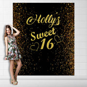 Black and Gold Sweet 16 Backdrop - iJay Backdrops