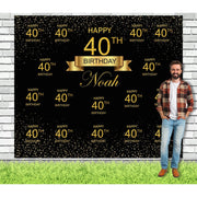 Step, Repeat Black and Gold Glitter Backdrop - iJay Backdrops
