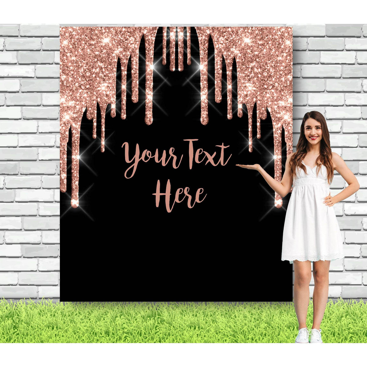 Black and Rose Gold Glitter Backdrop - iJay Backdrops