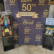 Step, Repeat Black and Gold Glitter Backdrop - iJay Backdrops
