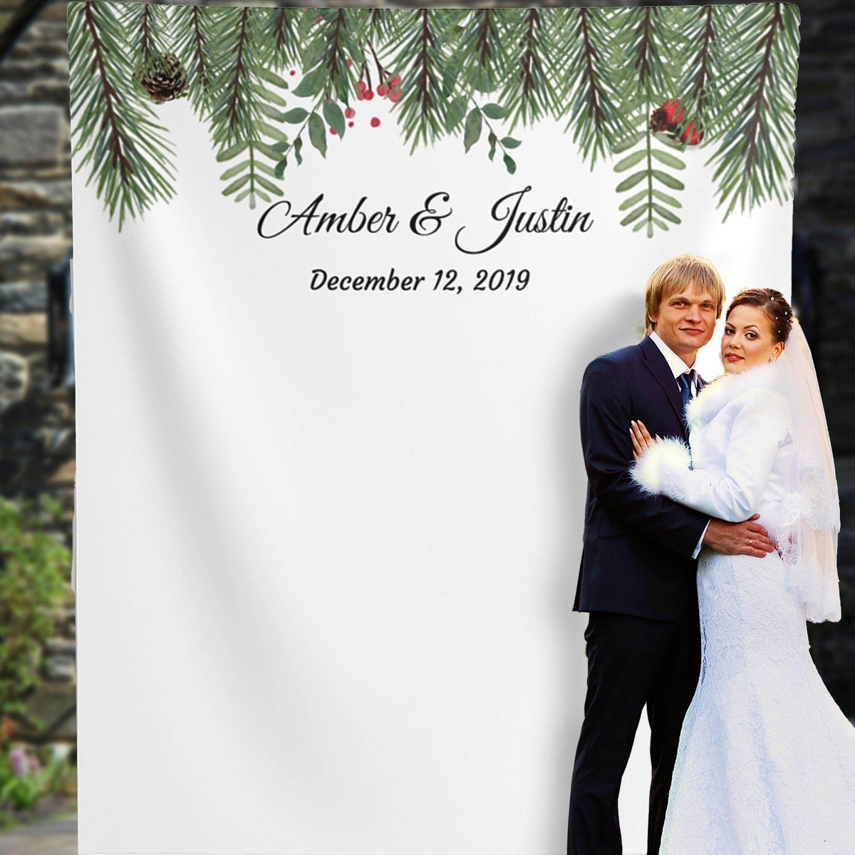 Christmas Wedding Backdrop, Christmas wedding reception decor - iJay Backdrops