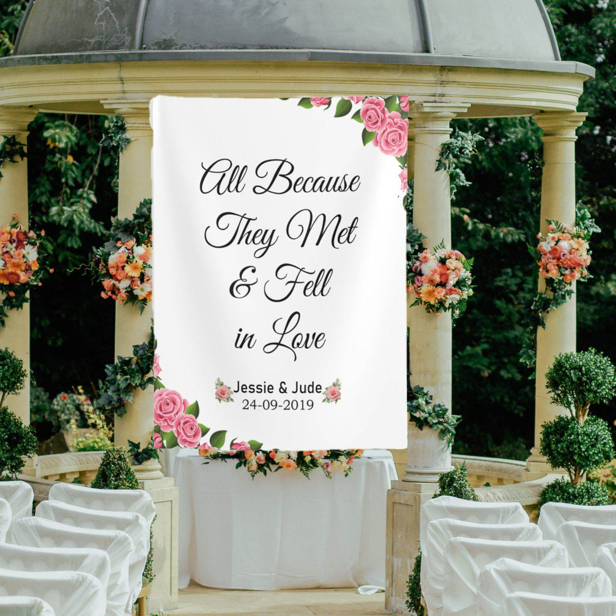 Floral Wedding Quote Backdrop - Add your text - iJay Backdrops