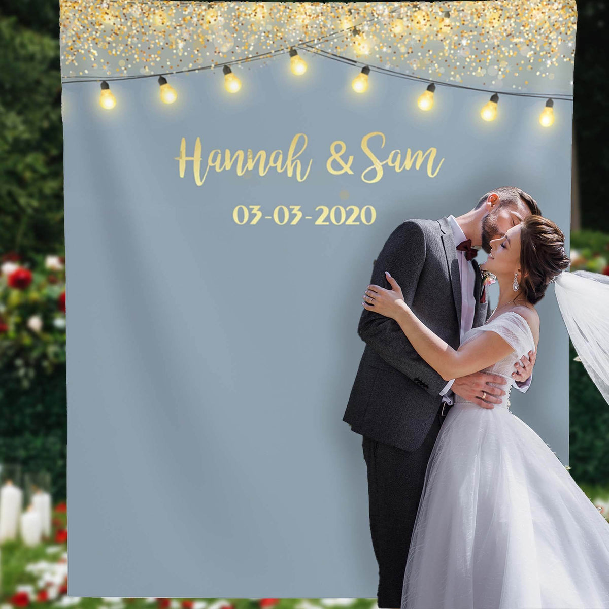 Dusty Blue Lights Backdrop for a Dusty Blue Wedding Theme - iJay Backdrops