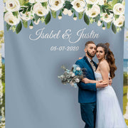 Floral Backdrop for a Dusty Blue Wedding Theme - iJay Backdrops