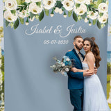 Floral Backdrop for a Dusty Blue Wedding Theme