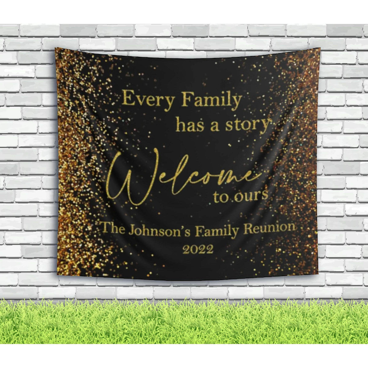 Family Reunion Backdrop - Black and Gold - iJay Backdrops