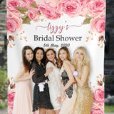 Pink Floral Photo Backdrop for Bridal shower