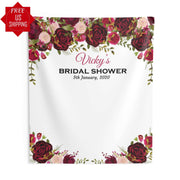 Burgundy Floral Bridal Shower Backdrop - iJay Backdrops