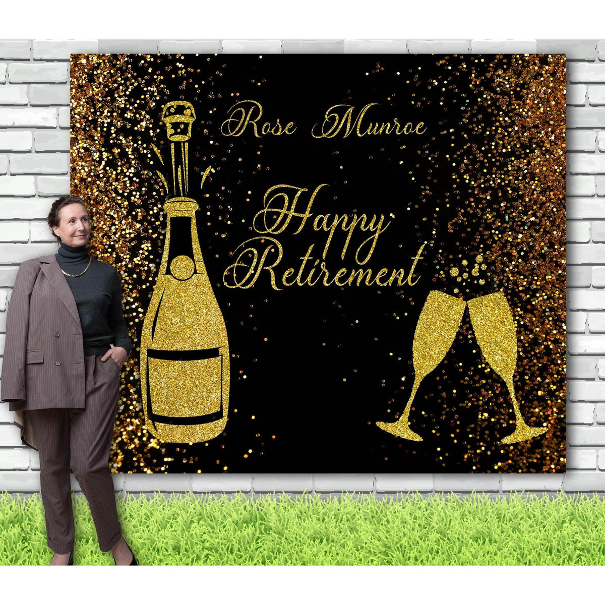 Retirement Backdrop - Black and Gold - iJay Backdrops