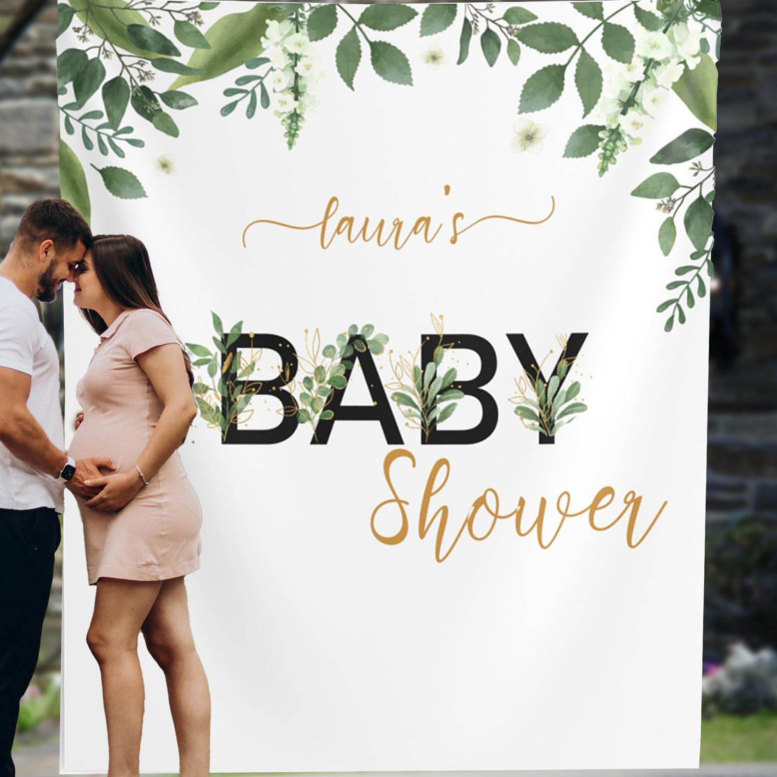 Custom Greenery Baby Shower Backdrop - iJay Backdrops