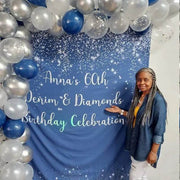 Blue and Silver Glitter Backdrop - iJay Backdrops