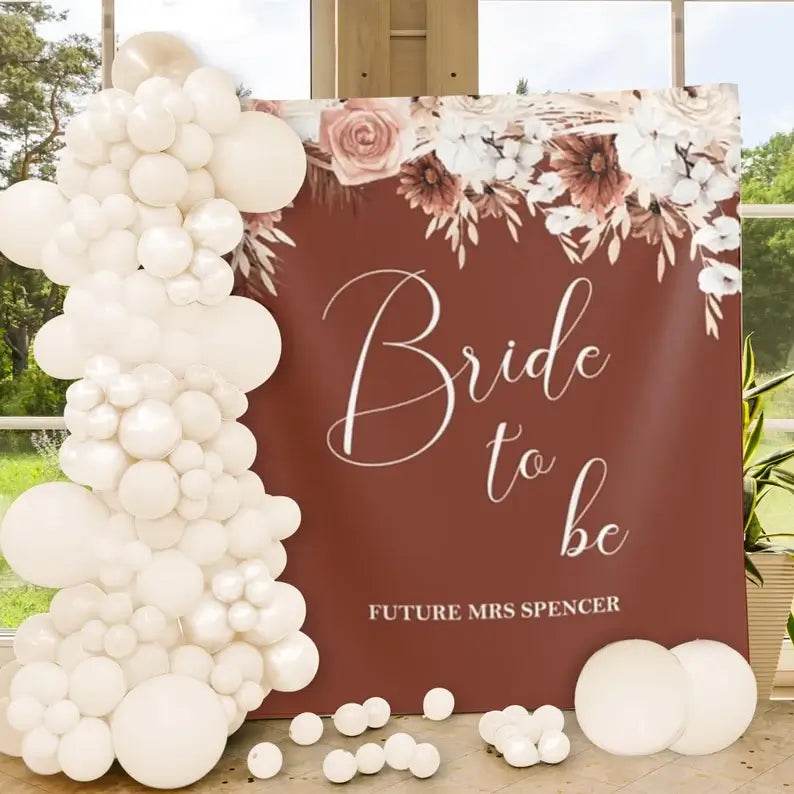 Terracotta Bride To Be Floral Backdrop - iJay Backdrops