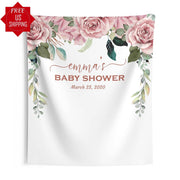 Dusty Rose Floral Baby Shower Mauve Backdrop - iJay Backdrops