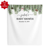 Greenery Christmas Baby Shower Backdrop - iJay Backdrops