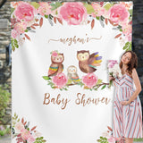 Pink Owl Floral Baby Shower Backdrop - iJay Backdrops
