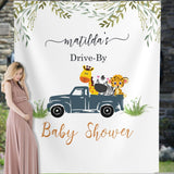 Drive-By Greenery Truck Baby Shower Backdrop - iJay Backdrops