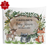 Woodland Animals Baby Shower Backdrop, Jungle Animals Baby Shower Banner, Woodland Theme, Baby Shower Photobooth, Gender Neutral - iJay Backdrops