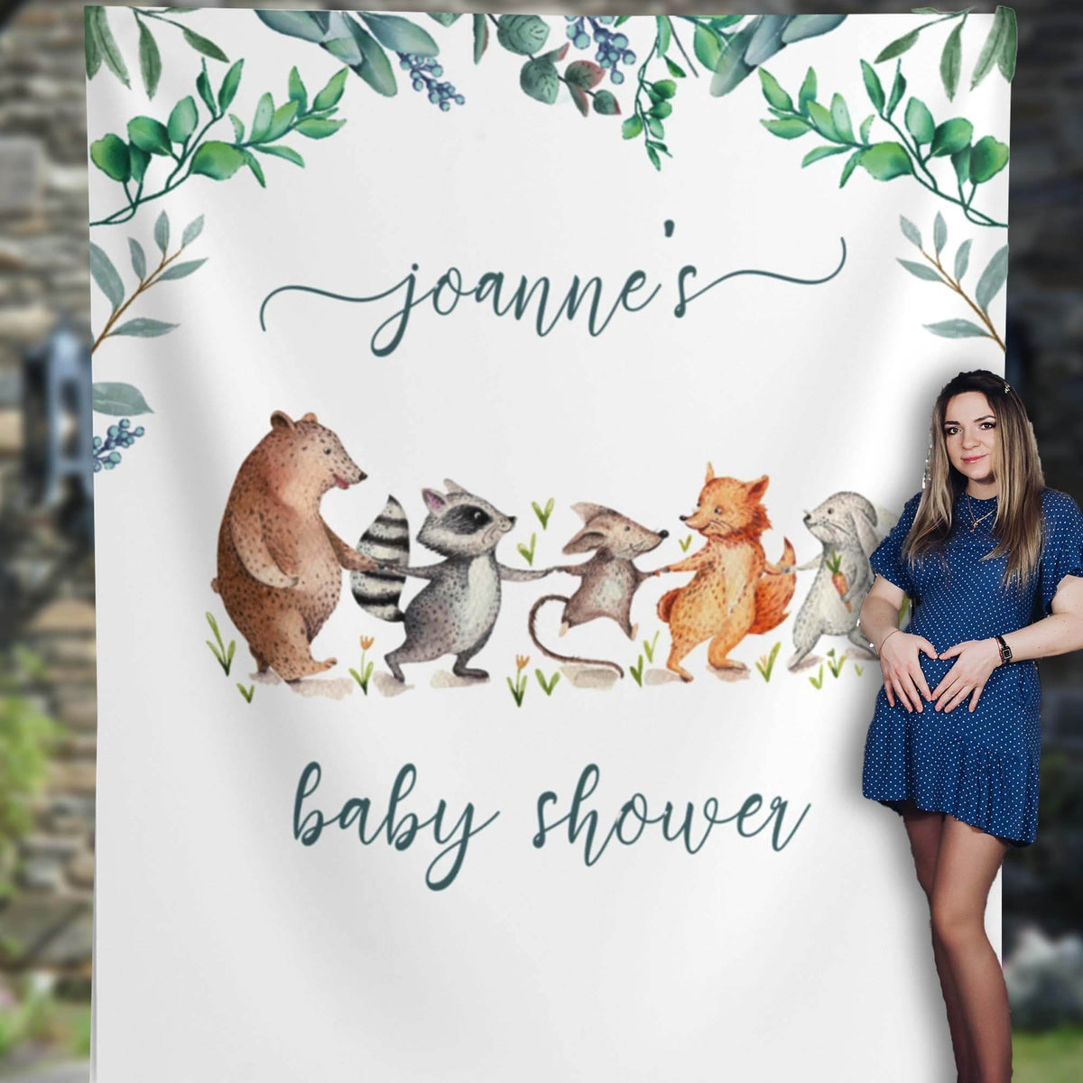 Greenery Woodland Baby Shower Backdrop - iJay Backdrops