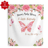 Personalized baby backdrop for butterfly baby shower decor - iJay Backdrops