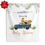 Drive-By Greenery Truck Baby Shower Backdrop - iJay Backdrops
