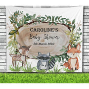 Woodland Baby Shower Decor, Custom Baby Shower Backdrop, Jungle Animals Woods Theme, Baby Shower Banner, Printed Photobooth Backdrop - iJay Backdrops
